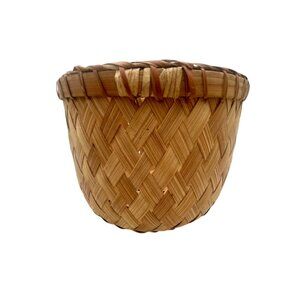 Handwoven Natural Bamboo Basket 7"x8" Handmade in Mexico